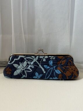 Vera Bradley Navy Blue Floral Quilted Kiss-Lock Clutch / Purse / Pouch